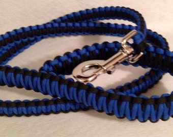 2, 4 or 6-ft Paracord Leash - Black and Blue