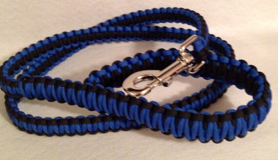 2, or 6-ft Paracord Leash Black and Blue
