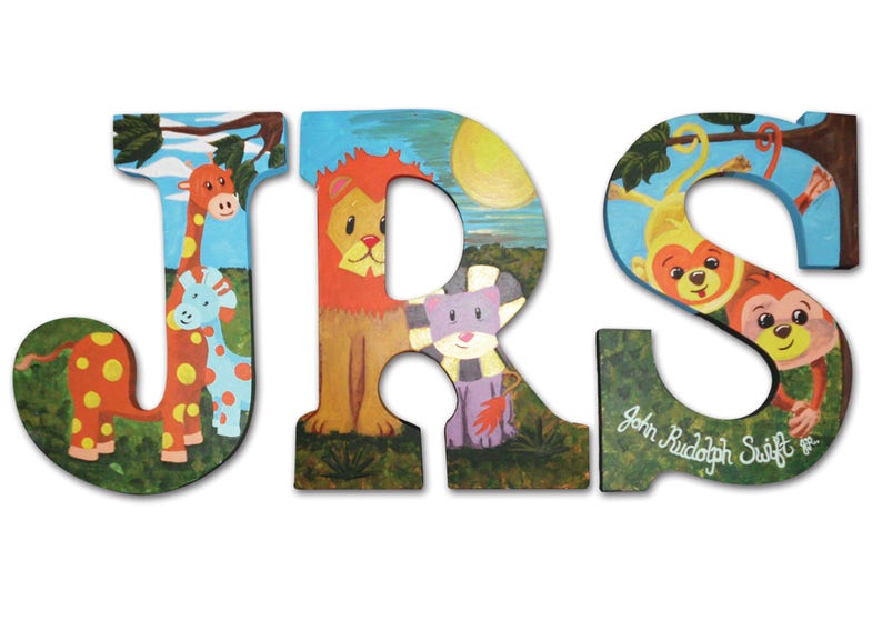 jungle theme hanging wall letters etsy
