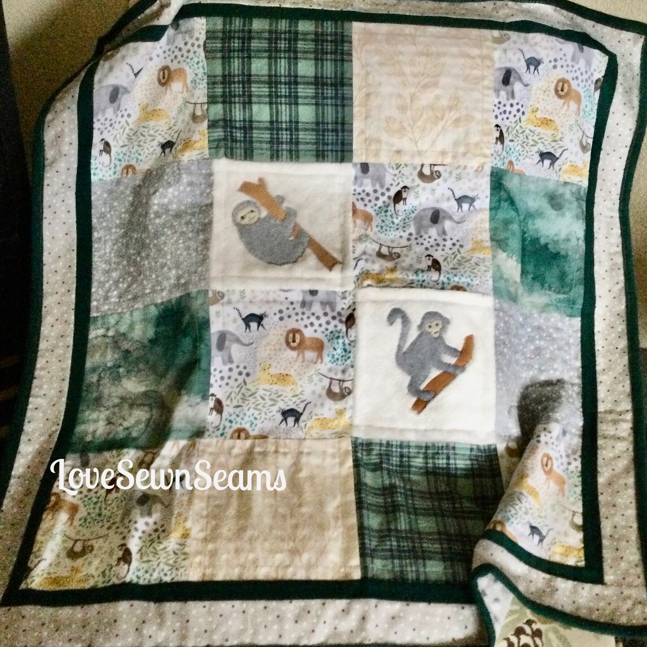 Rainforest Quilt/sloth Quilt/monkey Quilt/animal Quilt/rainforest