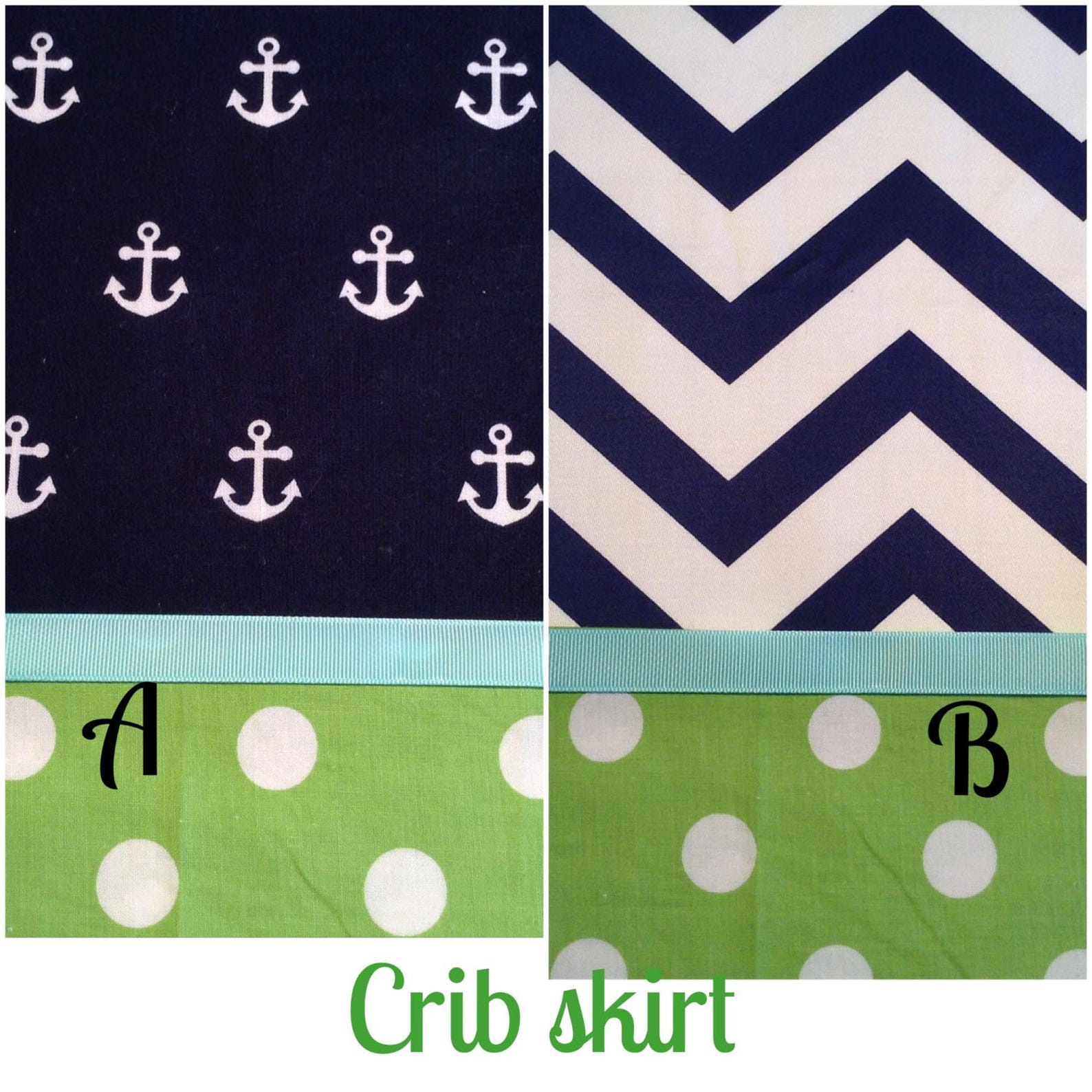 TEAL NAVY GRAY & Green Crib Size Quilt/skirt/pillow Etsy