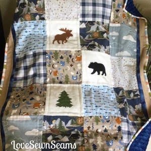 Moose quilt Bear Quilt/Woodland quilt/Nature quilt/Rustic quilt/Appliqué  quilt/Northwoods quilt/handmade quilt