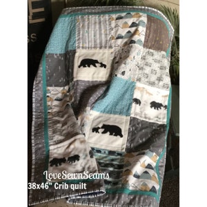 WOODLAND Quilt/Bären Quilt/Baby Quilt/Rustic Quilt/Bären und Bären Quilt/Natur Quilt/Bergdecke/Lodge Quilt/Wald Quilt