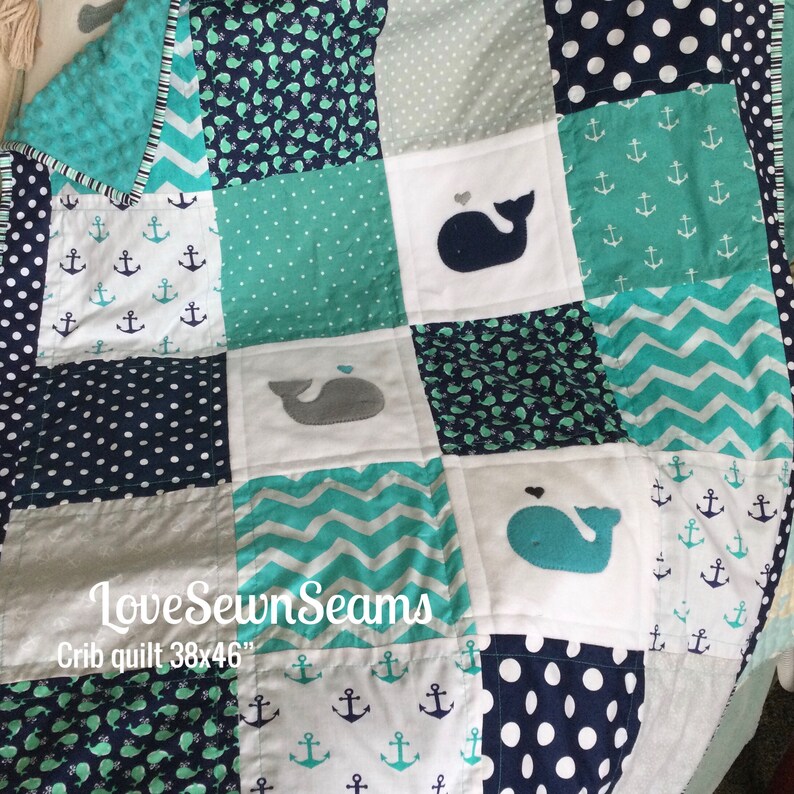 Nautical Baby Quilt/Modern Baby Quilt/Nautical Baby bedding image 6
