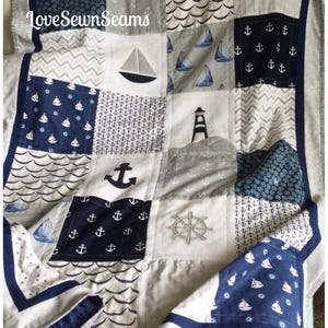 Nautical quilt/Lighthouse/Coastal Quilt/Shoreline quilt/lighthouse/Handmade quilt/Made in USA
