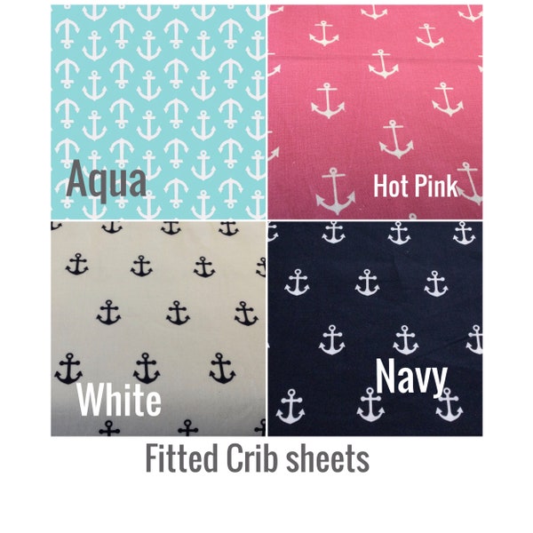 Anchor Fitted Crib Sheet/Nautical crib sheet/Crib sheet/fitted  Crib sheet/mini crib sheet/MADE TO ORDER