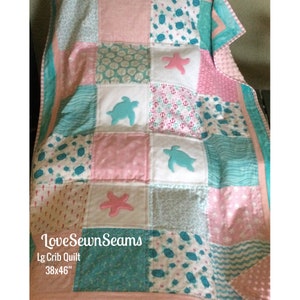 MADE TO ORDER/Sea Turtle quilt/Sea Turtle Lovey/Minky Quilt/Handmade quilt
