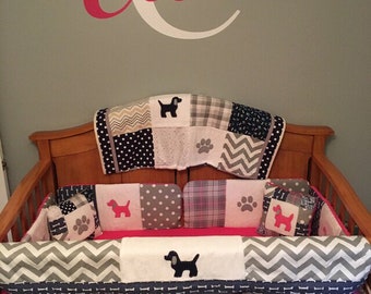 MADE TO ORDER/Puppy quilt/Paw Quilt/Dog lover quilt/Labrador quilt/Baby quilt/Lovey/Modern baby quilt