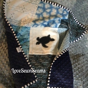 SHIPS NOW/Sea turtle security blanket/Minky Lovey/Cuddle Lovey