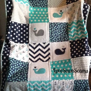 Nautical Baby Quilt/Modern Baby Quilt/Nautical Baby bedding image 2