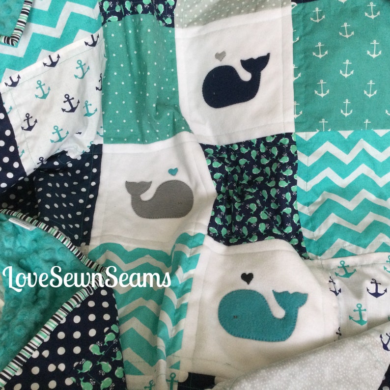 Nautical Baby Quilt/Modern Baby Quilt/Nautical Baby bedding image 7