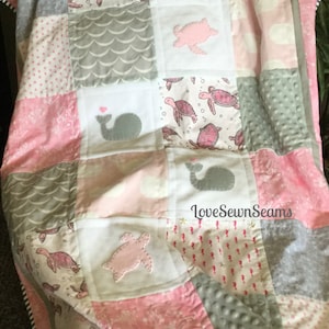 SEA TURTLE QUILT/Sea turtle blanket/Sea Turtle/Coastal baby quilt/sea turtle lovey