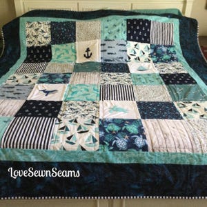 COASTAL Quilt/Ocean quilt/Seaside quilt/Handmade quilt