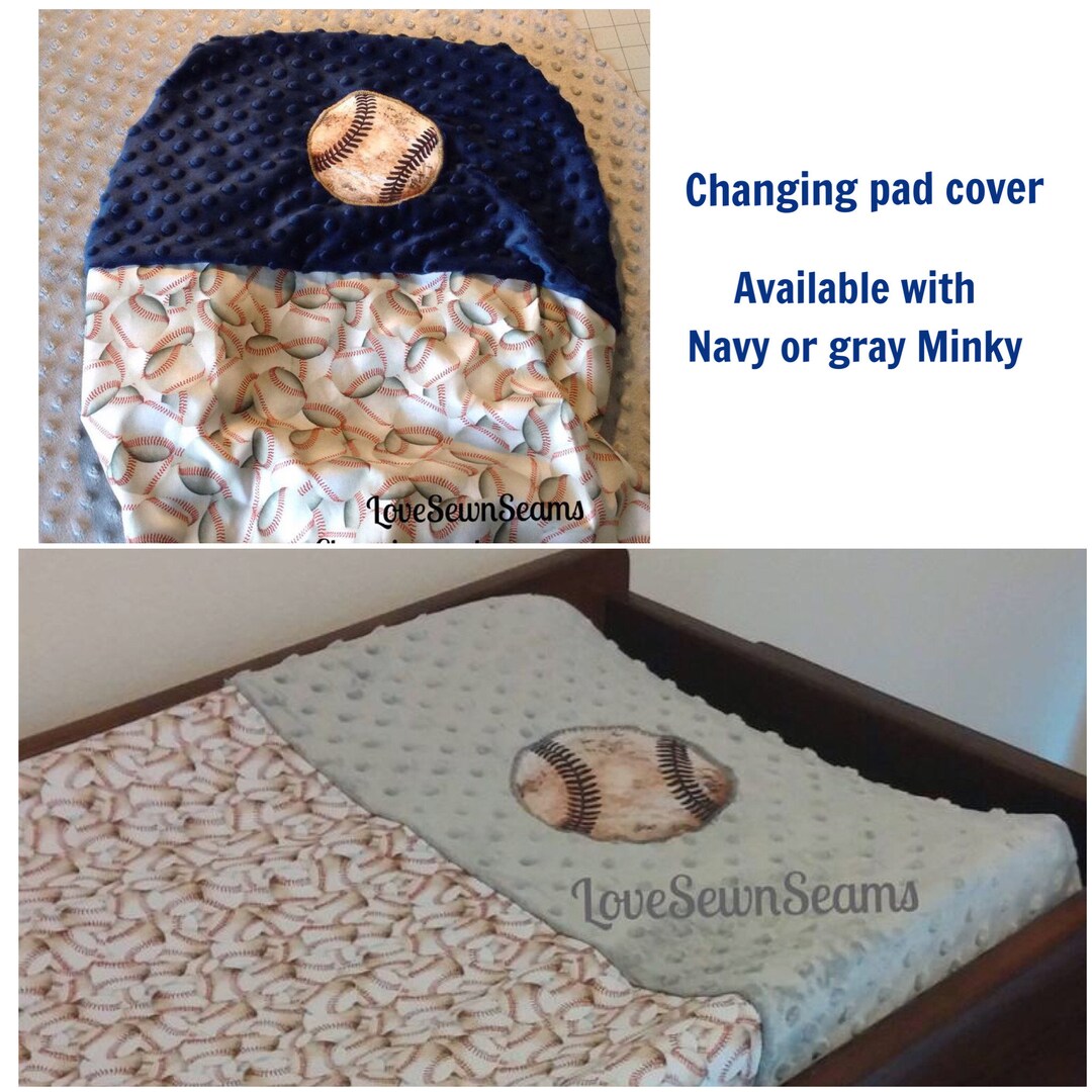 Baseball NAVY MINKY Changing Pad Cover/color Options/changing Etsy