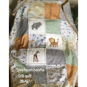 Safari quilt/Lion quilt/Elephant quilt/Giraffe/Sloth/Jungle animals/Animal baby quilt