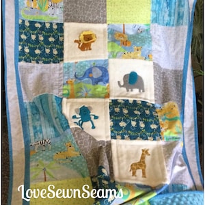 Sweet Safari quilt/Jungle Animals/Handmade quilt/Giraffe quilt/Elephant quilt