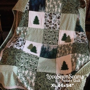 Nature quilt/Forest quilt/Woodland quilt/Evergreen quilt/Made to order in many sizes