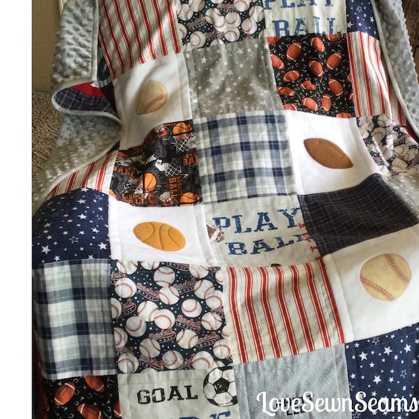 All Sport Quilt/Sports Quilt/Baseball Quilt/Football Quilt/Basketball Quilt