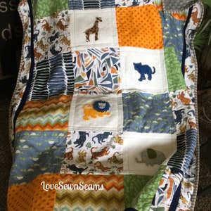 JUNGLE QUILT/Animal quilt/Lion quilt/Tiger quilt/Jungle animals/Handmade baby quilt/African quilt