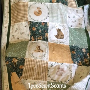 LITTLE FOREST Quilt/Forest Friends/Woodland quilt/Handmade in USA/Baby quilt/Select your animals