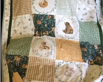 LITTLE FOREST Quilt/Forest Friends/Woodland quilt/Handmade in USA/Baby quilt/Select your animals