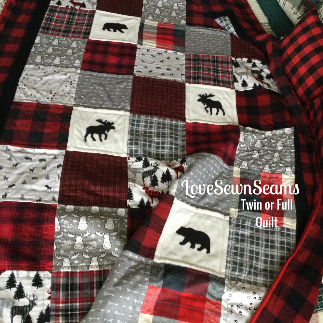 MADE TO Order/lodge Quilt/moose Quilt/bear Quilt/woodland Quilt/lake