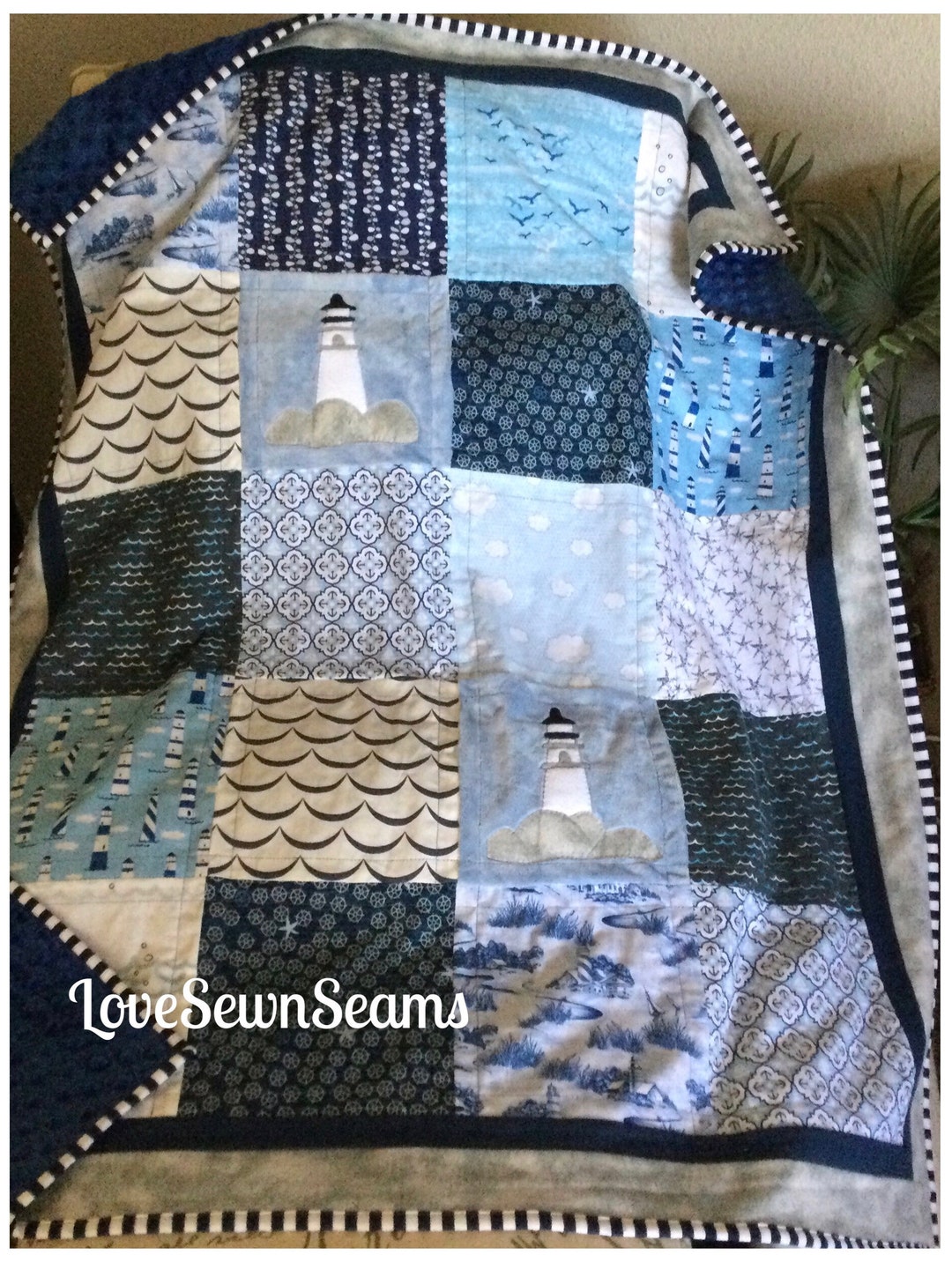 Lighthouse Quilt/lighthouse/coastal Quilt/shoreline Quilt/lighthouse