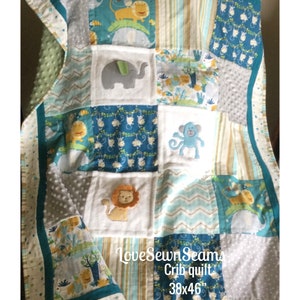 Jungle quilt/Safari Quilt/Baby Quilt/Animal Quilt/Monkey quilt/Hippo Quilt