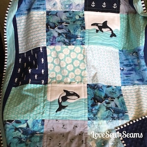 ORCA Quilt/Whale quilt/Nautical quilt/Orcas/Orca blanket