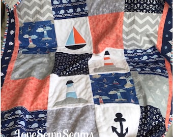 Sailing quilt/Lighthouse quilt/Ocean quilt