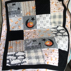 FOX QUILT/Moon and star quilt/Handmade quilt/Modern baby quilt/woodland quilt/Fox crib quilt