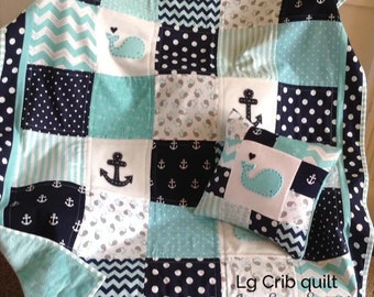 MADE to ORDER/Nautical Baby quilt/HANDMADE/Modern baby Quilt/Crib Bedding