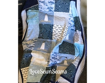 Lighthouse quilt/Lighthouse/Coastal Quilt/Shoreline quilt/Handmade quilt/Made in USA