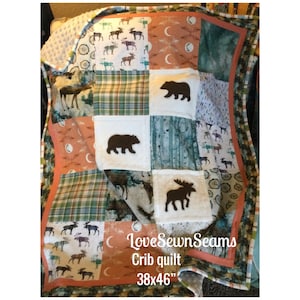 Woodland quilt/Bear quilt/Moose Quilt/Nature quilt/Forest quilt/Comfort quilt/Select your size