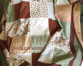 Wedding or Anniversary quilt/Memory quilt/Comfort quilt/custom quilt/you choose colors/personalized