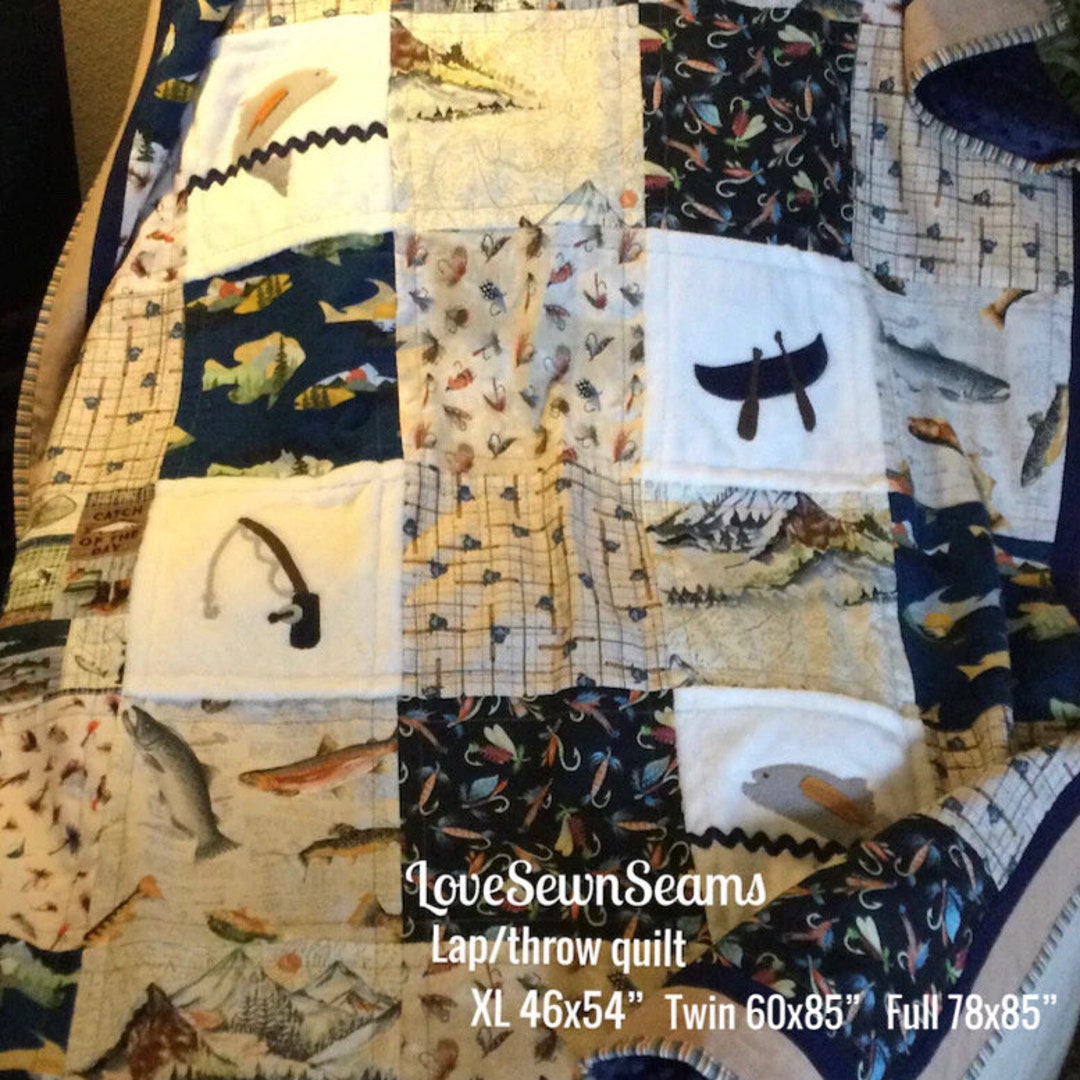 Lake House Quilt/fishing Quilt/outdoor Quilt/gone Fishing Quilt