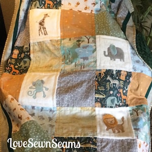 MADE TO ORDER/Animal quilt/Lion quilt/Elephant quilt/Jungle animals/Appliqué quilt/Animal baby quilt