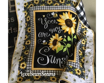 You are my sunshine quilt/Sunshine quilt/sunflower quilt/You are my sunshine lovey/Bee quilt/sunshine lovey/modern baby quilt