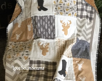 MADE to ORDER/Cowboy QUILT/Rustic Quilt/Texas trapunta/Cowboy Lovie/Trapunta neutra/Western Lovey