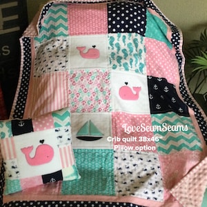 Maritimer Baby Quilt/Küsten Quilt/Baby Quilt/Set oder Einzelstücke/Handgemachter Quilt