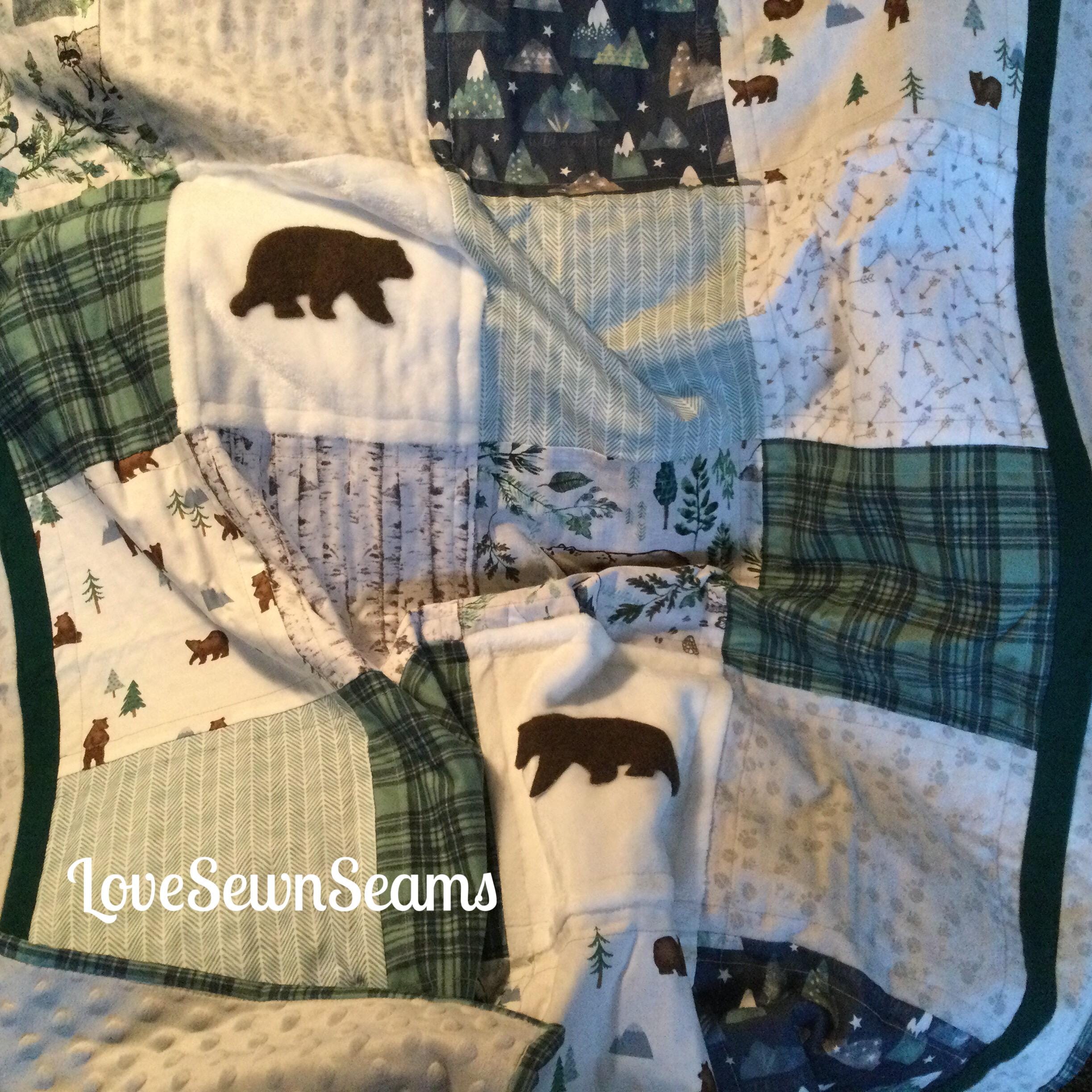 WOODLAND Quilt**bear Quilt/baby Quilt/rustic Quilt/bear and Cub Quilt ...