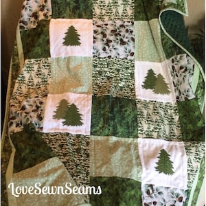 Immergrüne Decke/Natural Quilt/Wald Quilt/Woodland Quilt/Made to order in vielen Größen
