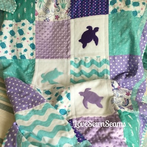 Sea turtle Quilt/Sea Turtle nursery/Baby Quilt/Coastal quilt/Baby bedding/Handmade quilt/Sea Turtle Crib bedding