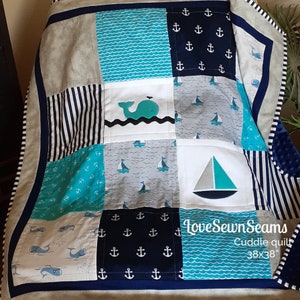 Auf Bestellung/Maritime Quilt/Sea Life Quilt/Küsten Quilt/made in USA/Baby Quilt/handmade Quilt
