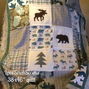 Lodge quilt/Moose quilt/Bear Quilt/Woodland quilt/Rustic quilt/Appliqué quilt/Northwoods quilt/Hunter quilt/handmade quilt