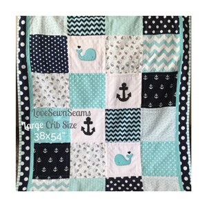 MADE to ORDER/Nautical Baby quilt/HANDMADE/Modern baby Quilt/Crib Bedding image 6