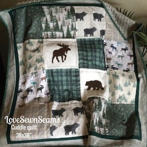 Woodland quilt/Bear Moose quilt/Wilderness quilt/Cabin Quilt/Lodge quilt