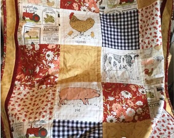 Farmstead quilt/Pig quilt/barnyard quilt/cow quilt/tractor quilt/select your favorite farm animals