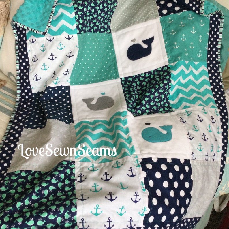 Nautical Baby Quilt/Modern Baby Quilt/Nautical Baby bedding image 8