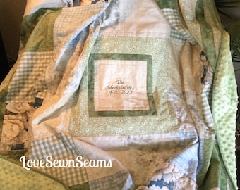 Wedding~Anniversary~Family~Memory quilt/Comfort quilt/custom quilt/you choose colors/personalized